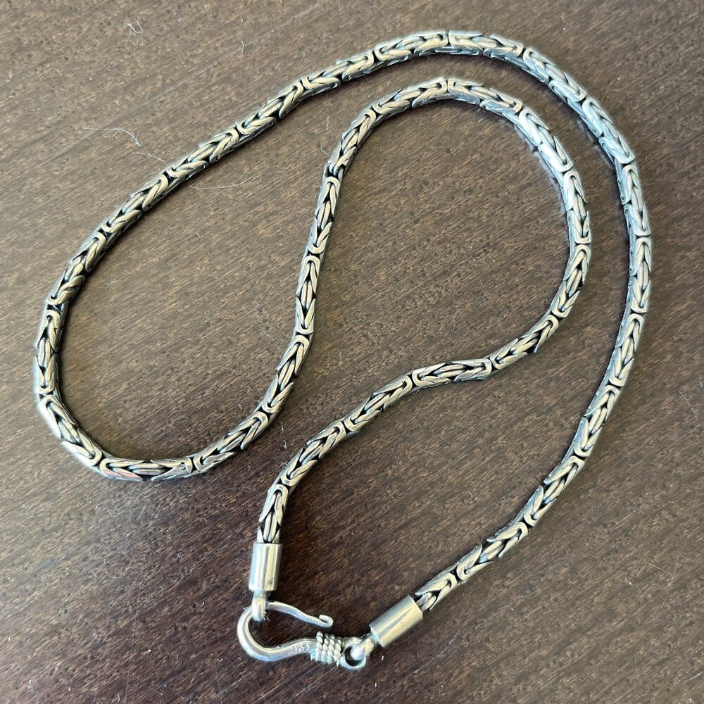 Byzantine style sterling silver chain with hook clasp - 16”